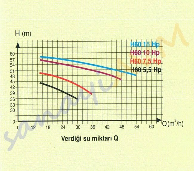 H60 Alem Pompa Performans Eğrisi